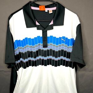Puma Golf Men’s Polo Shirt XXL Dry Cell Black / White Graphics
